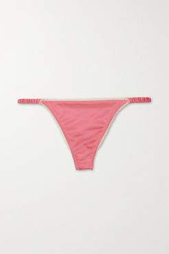 Roomie Lace-trimmed Stretch-satin Thong - Pink