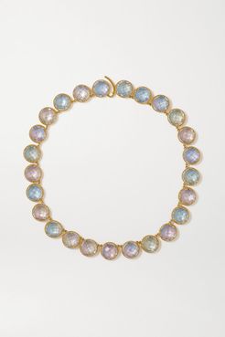 Olivia Button Rivière 18-karat Gold-dipped Quartz Necklace