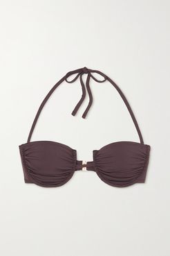Net Sustain Coquillage Underwired Halterneck Bikini Top - Brown