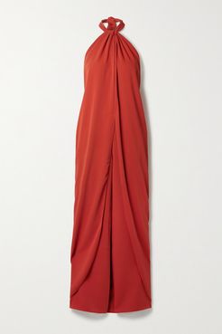 Net Sustain The Heart Of The Andes Draped Satin Halterneck Jumpsuit - Tomato red