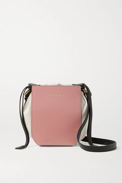 Gusset Mini Patent-leather And Shell Shoulder Bag - Pink