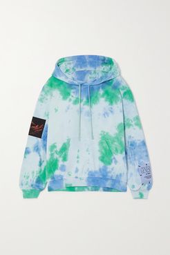 Unity Appliquéd Tie-dyed Cotton-jersey Hoodie - Blue