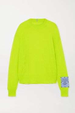 Appliquéd Neon Knitted Sweater - Chartreuse