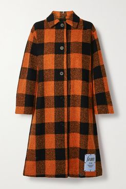 Checked Wool-blend Coat - Orange