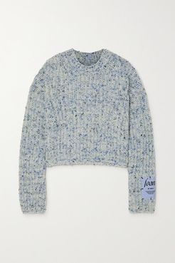 Appliquéd Wool-blend Sweater - Blue