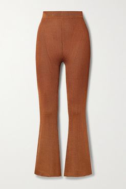 Net Sustain Ribbed-knit Flared Pants - Copper