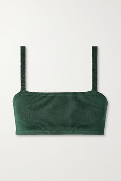 Net Sustain Cropped Stretch-knit Bra Top - Forest green