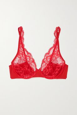 Layla Leavers Lace And Stretch-tulle Underwired Soft-cup Bra