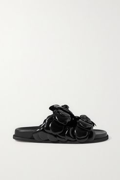 Rosa Appliquéd Leather Sandals - Black