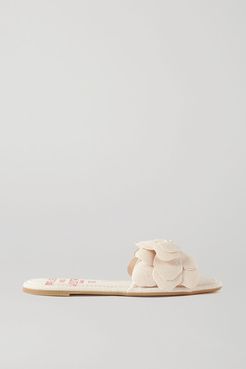 Garavani Rosa Appliquéd Canvas Slides - Ivory