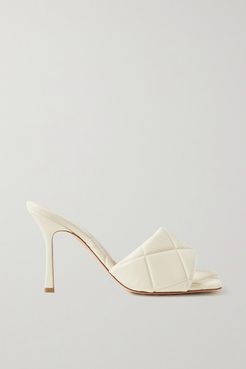 Debossed Leather Mules - Off-white