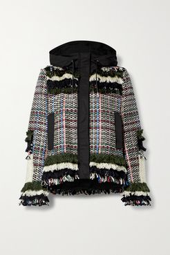 Fringed Canvas-trimmed Tweed Jacket - Gray