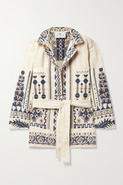 Palmaria Belted Wool-blend Jacquard Jacket - Ecru