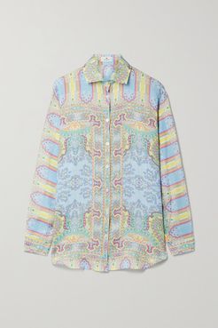 Printed Ramie Shirt - Blue