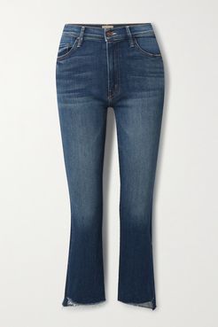 The Insider Cropped Frayed High-rise Flared Jeans - Blue