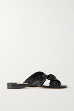Narisa Knotted Leather Sandals - Black