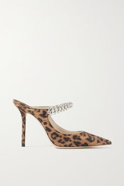 Bing 100 Crystal-embellished Leopard-print Suede Mules - Leopard print