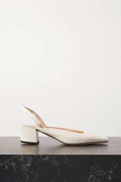 Gini 45 Patent-leather Slingback Pumps - Off-white