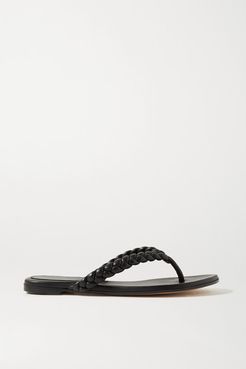 Tropea Braided Leather Flip Flops - Black