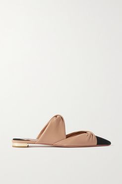Twist Faille-trimmed Leather Mules - Neutral