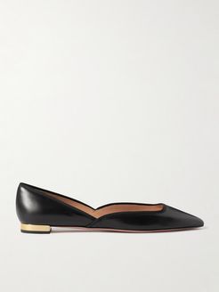 Maia Grosgrain-trimmed Leather Ballet Flats - Black