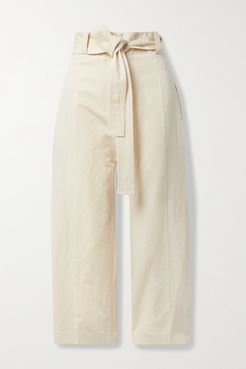 2 Moncler 1952 Cropped Cotton And Linen-blend Wide-leg Pants - Beige
