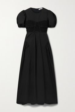 Clementine Smocked Cotton-blend Poplin Maxi Dress - Black