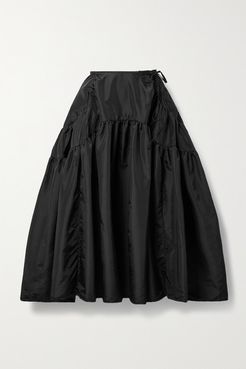 Lilly Gathered Shell Midi Skirt - Black
