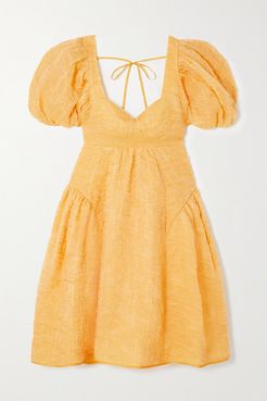 Lumi Paneled Matelassé Silk-blend Dress - Yellow