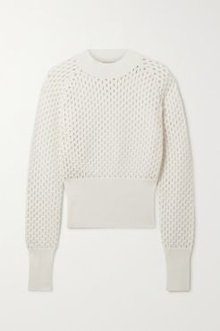 Open-knit Cotton Sweater - White