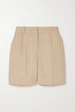 Emil Herringbone Linen Shorts - Beige