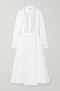 Lucienne Embroidered Cotton-poplin Midi Shirt Dress - White