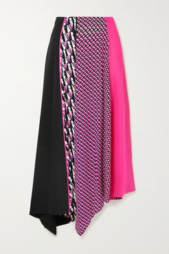 Jeffrey Asymmetric Printed Crepe Midi Skirt - Pink