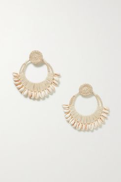 Historia Raffia And Shell Earrings - Ecru