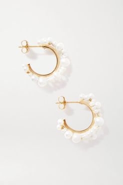 Stratus Gold Vermeil Pearl Earrings - White