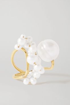 Speaking To The Penguins Gold Vermeil Pearl Ring - White