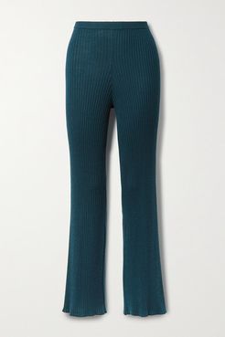 Jordan Ribbed Cashmere Straight-leg Pants - Emerald