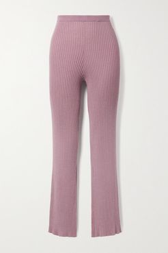 Jordan Ribbed Cashmere Straight-leg Pants - Antique rose