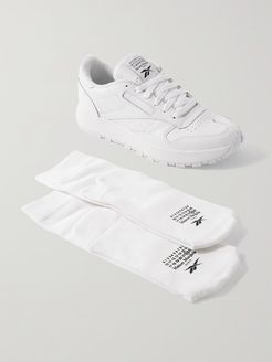 Maison Margiela Tabi Split-toe Leather Sneakers And Cotton-blend Socks Set - White