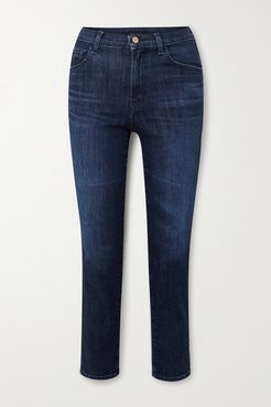 Alma Cropped High-rise Straight-leg Jeans - Dark denim