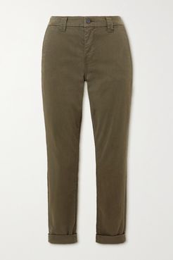 Paz Brushed Cotton-blend Slim-leg Pants - Green