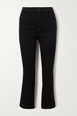 Franky Cropped High-rise Bootcut Jeans - Black