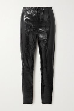 Edita Crinkled Coated Cotton-blend Leggings - Black