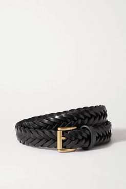 Woven Leather Belt - Black