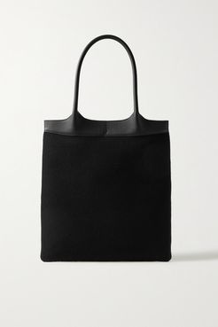 Leather-trimmed Cashmere Tote - Black