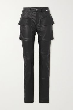 High-rise Skinny Coated-denim Jeans - Black