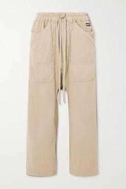 Appliquéd Cotton-jersey Track Pants - Cream