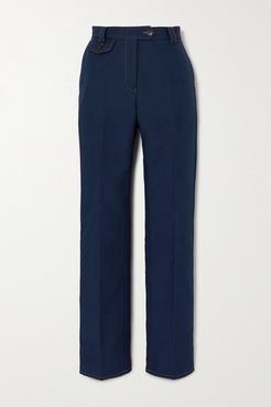 Isaacs Topstitched Twill Straight-leg Pants - Navy