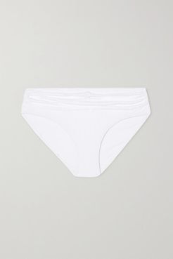 Bel Air Ruched Ribbed Bikini Briefs - White