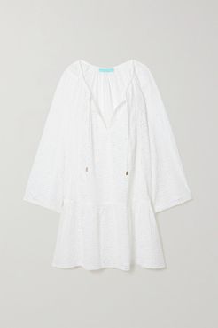 Corina Lace-trimmed Broderie Anglaise Cotton Kaftan - White